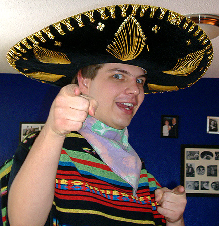 He is *so* not Mexican, you can tell from the sissy pastel bandana