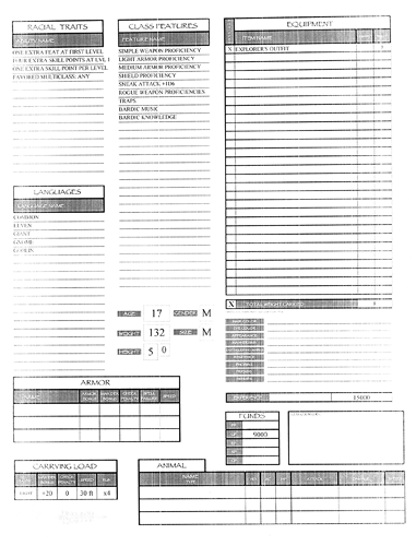 horatio stats sheet